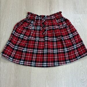 Zara Red and Black Plaid Skirt